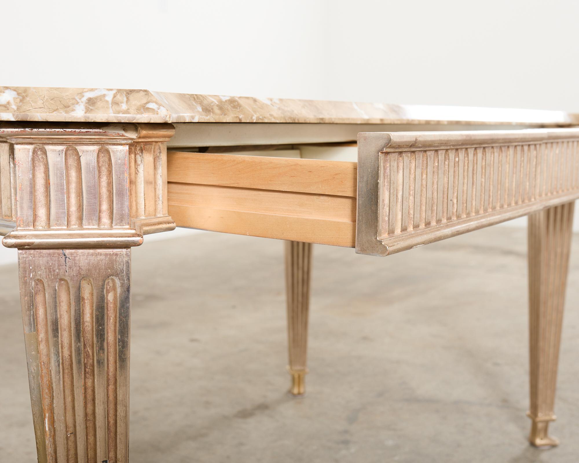 Sally Sirkin Lewis Neoclassical Marble Top Library Table Desk For Sale 7