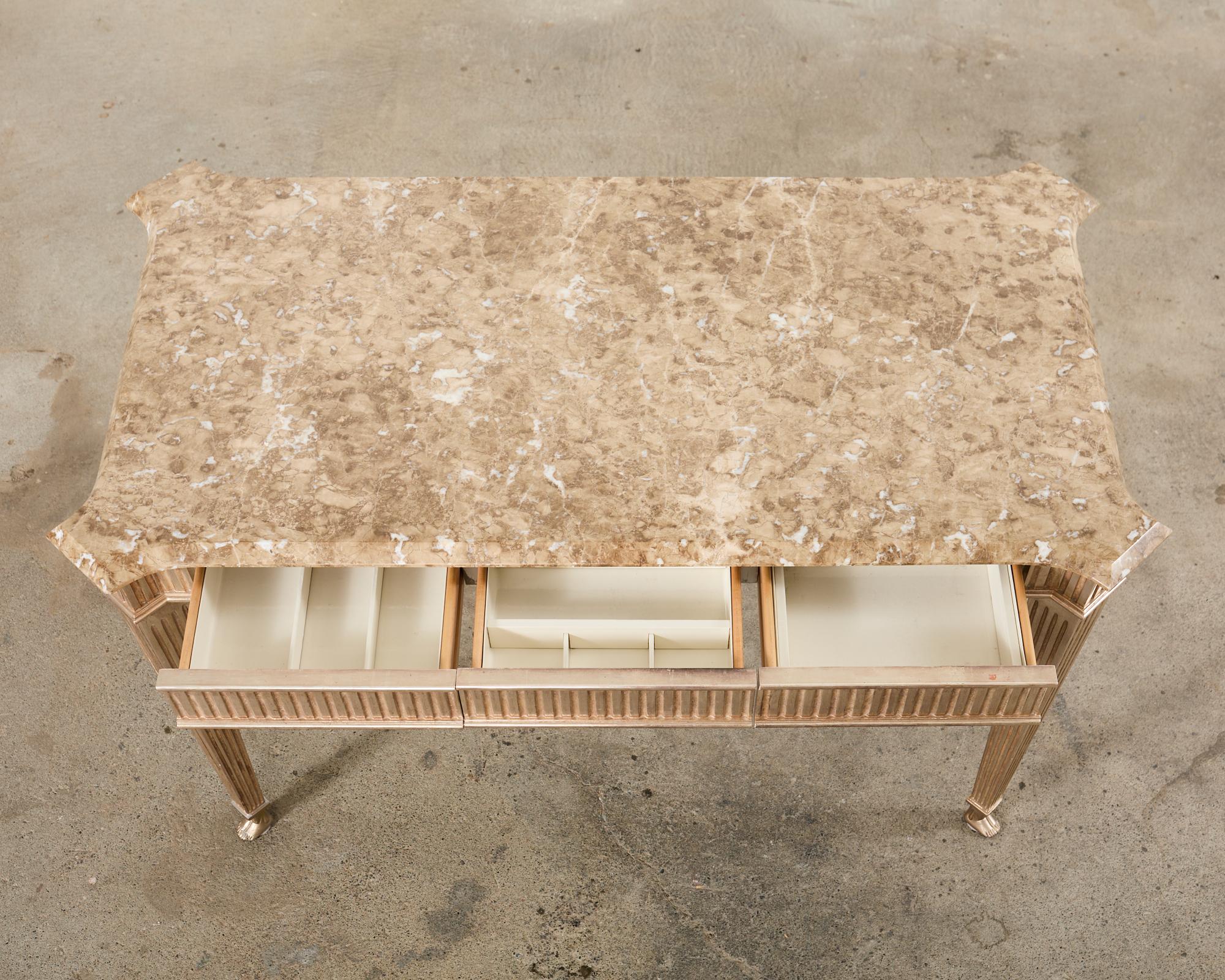 Sally Sirkin Lewis Neoclassical Marble Top Library Table Desk For Sale 8
