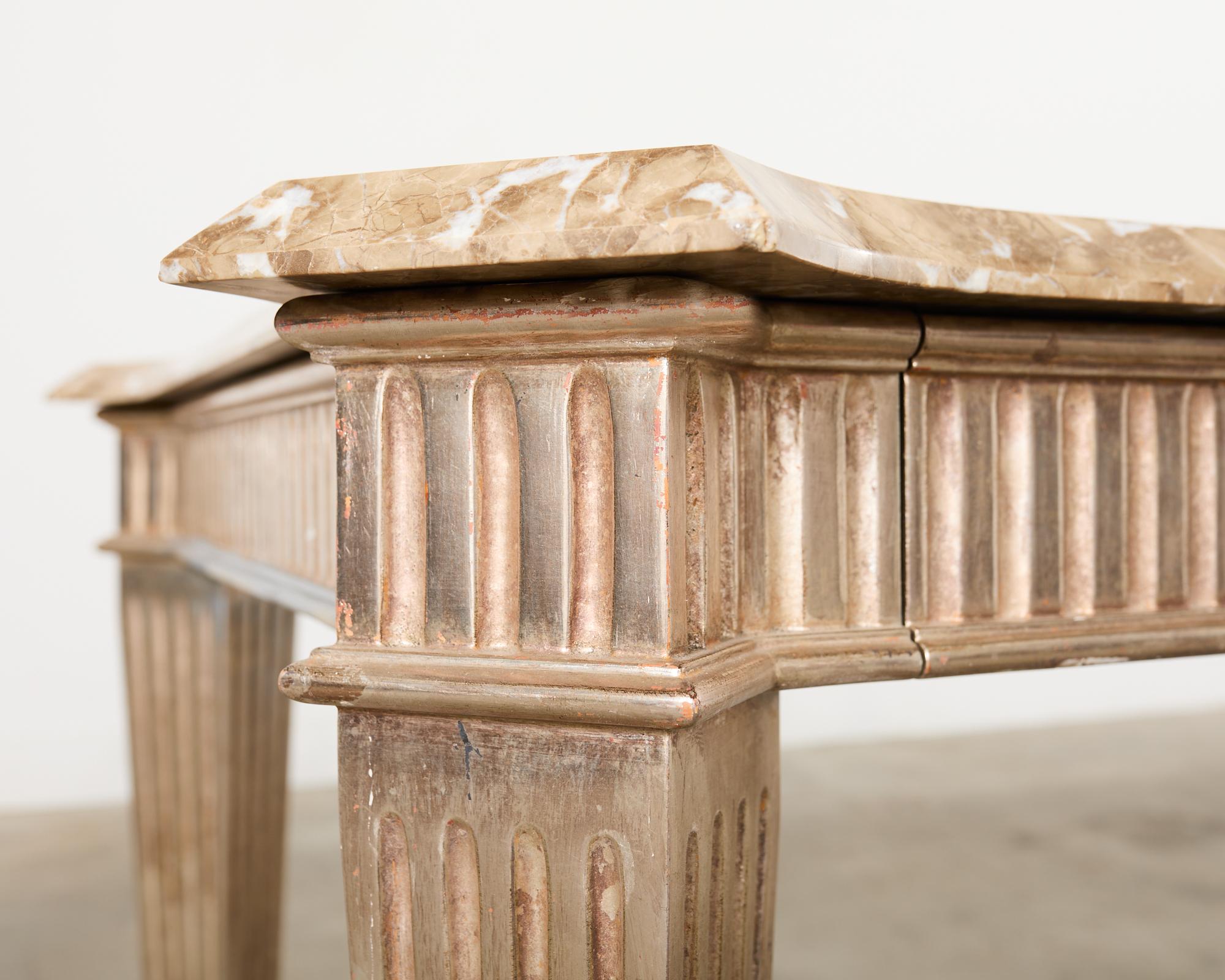 Sally Sirkin Lewis Neoclassical Marble Top Library Table Desk For Sale 11