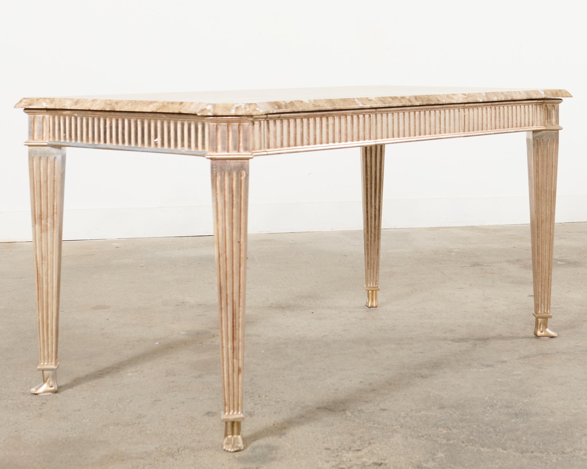 American Sally Sirkin Lewis Neoclassical Marble Top Library Table Desk For Sale