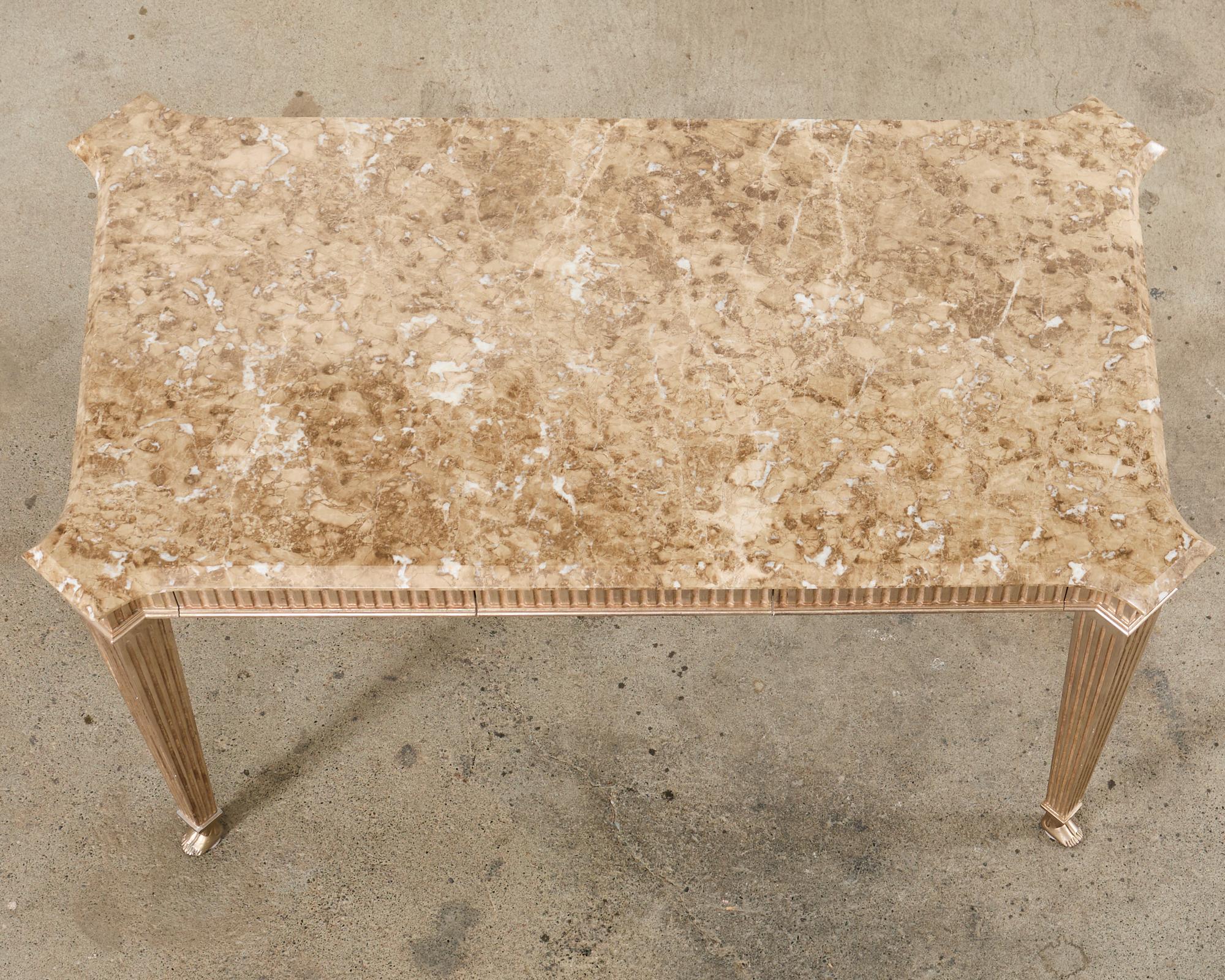 Contemporary Sally Sirkin Lewis Neoclassical Marble Top Library Table Desk For Sale