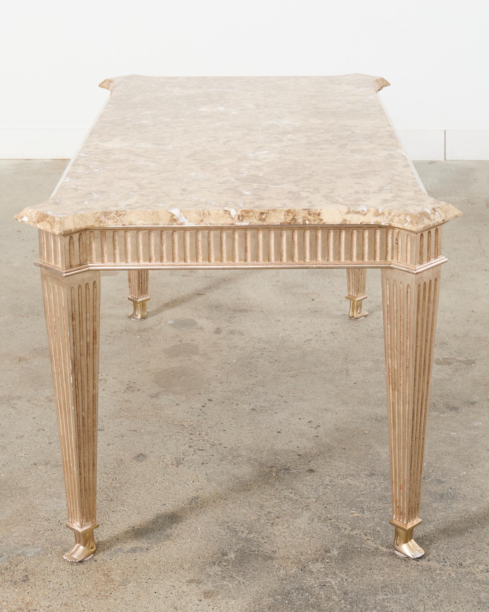 Sally Sirkin Lewis Neoclassical Marble Top Library Table Desk For Sale 2