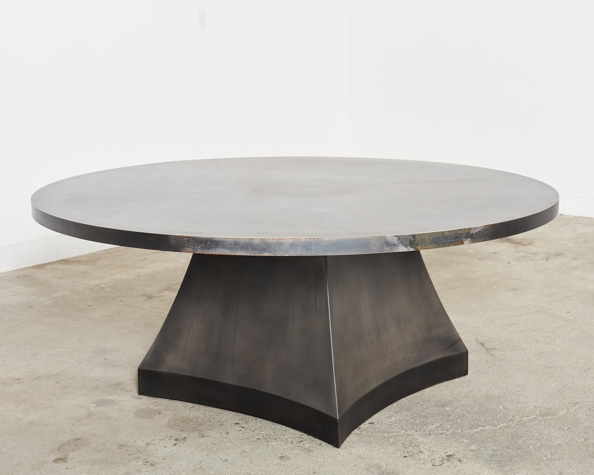 Sally Sirkin Lewis Round Iron Pedestal Dining Center Table  For Sale 6