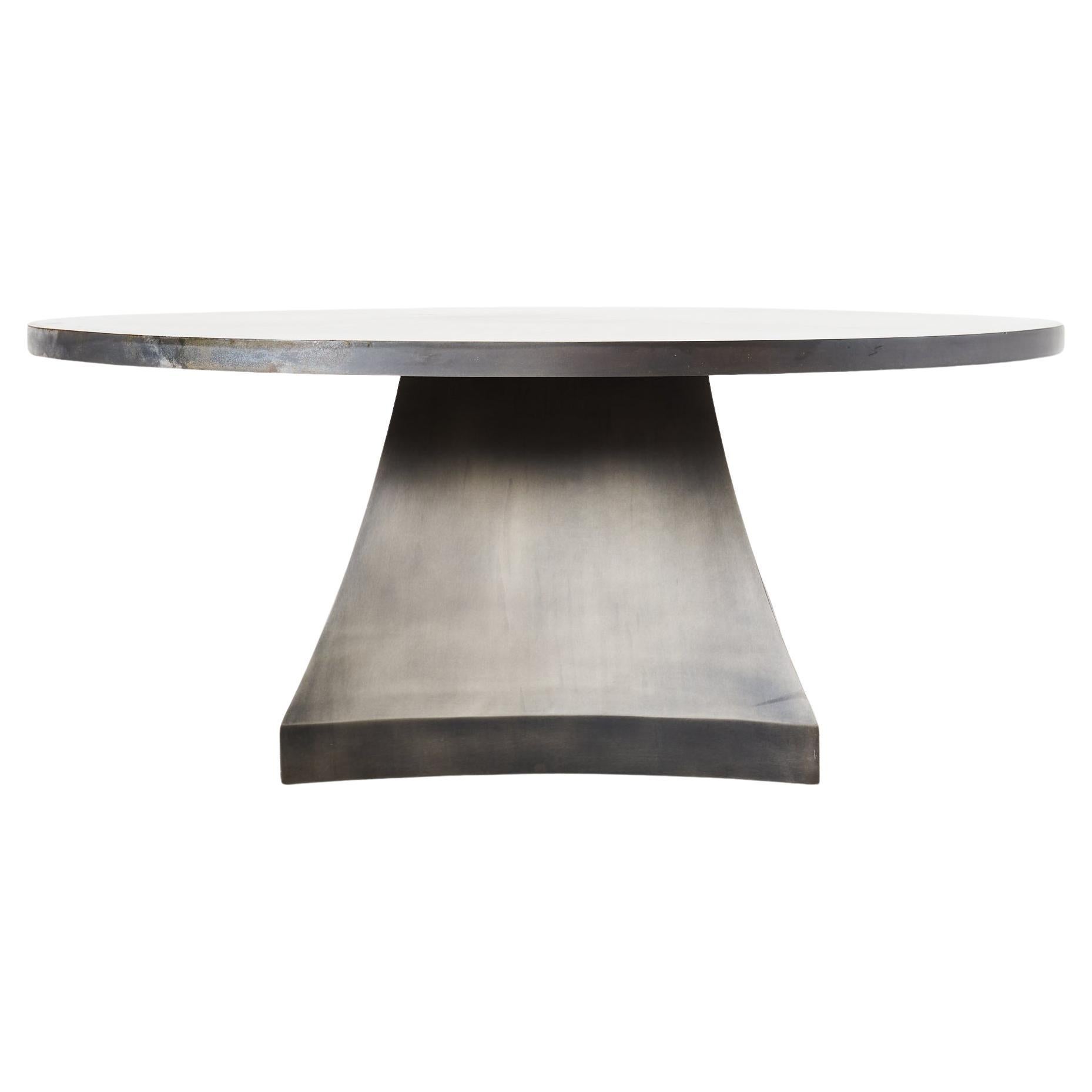 Sally Sirkin Lewis Round Iron Pedestal Dining Center Table  For Sale