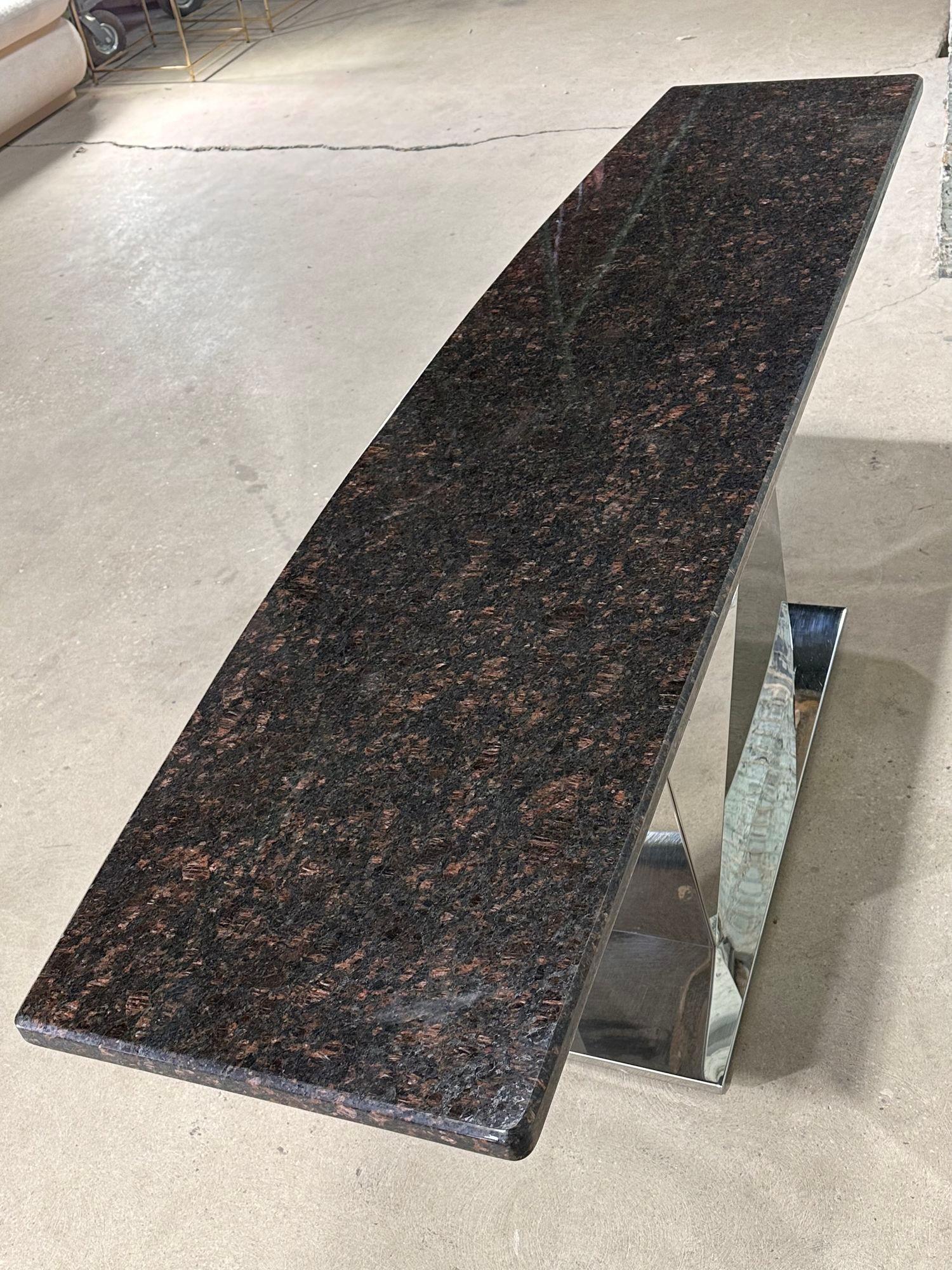 Sally Sirkin Style Multi Faceted Stainless Steel/Granite Console, 1970 For Sale 2