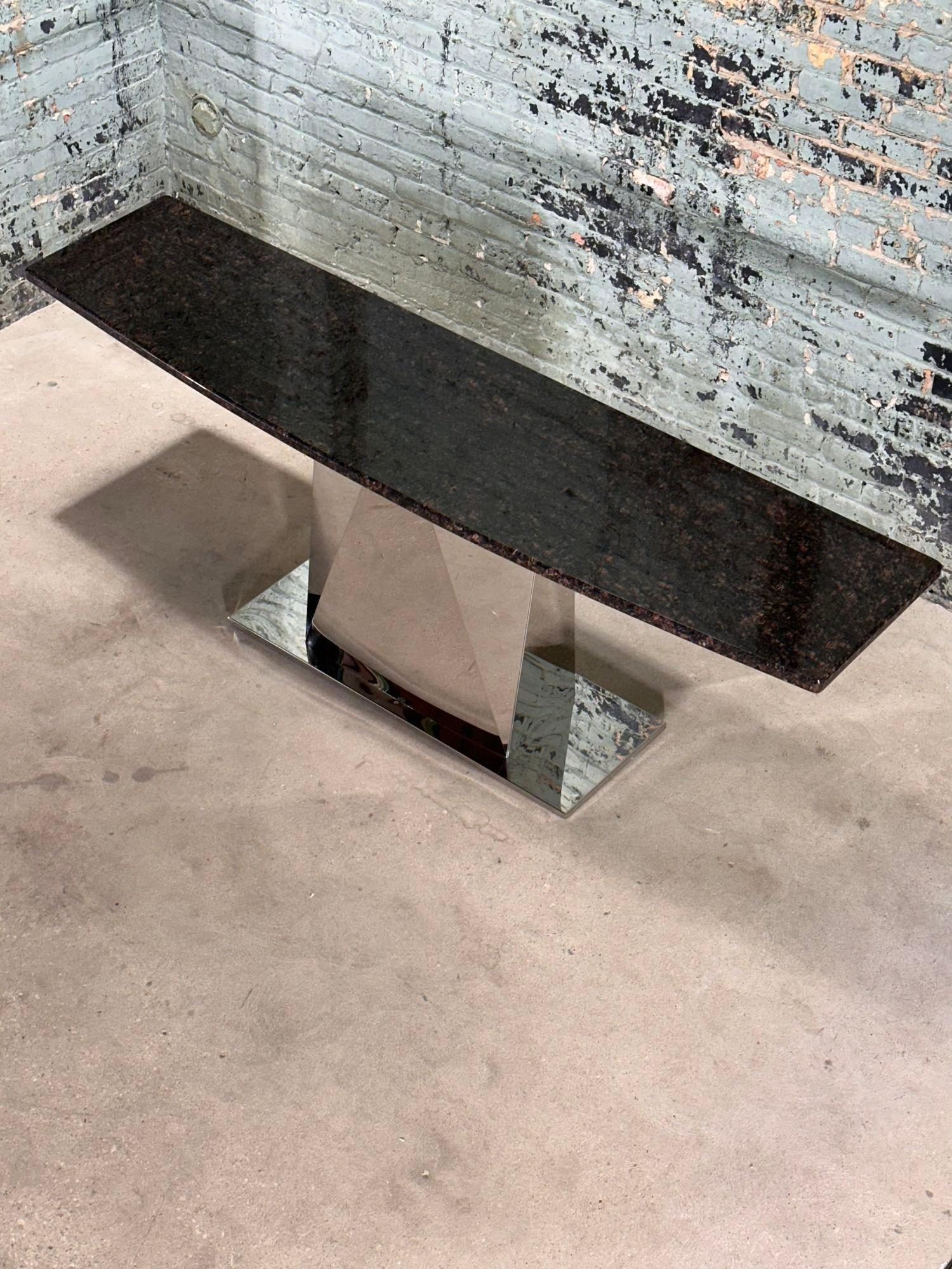 Sally Sirkin Style Multi Faceted Stainless Steel/Granite Console, 1970 For Sale 3