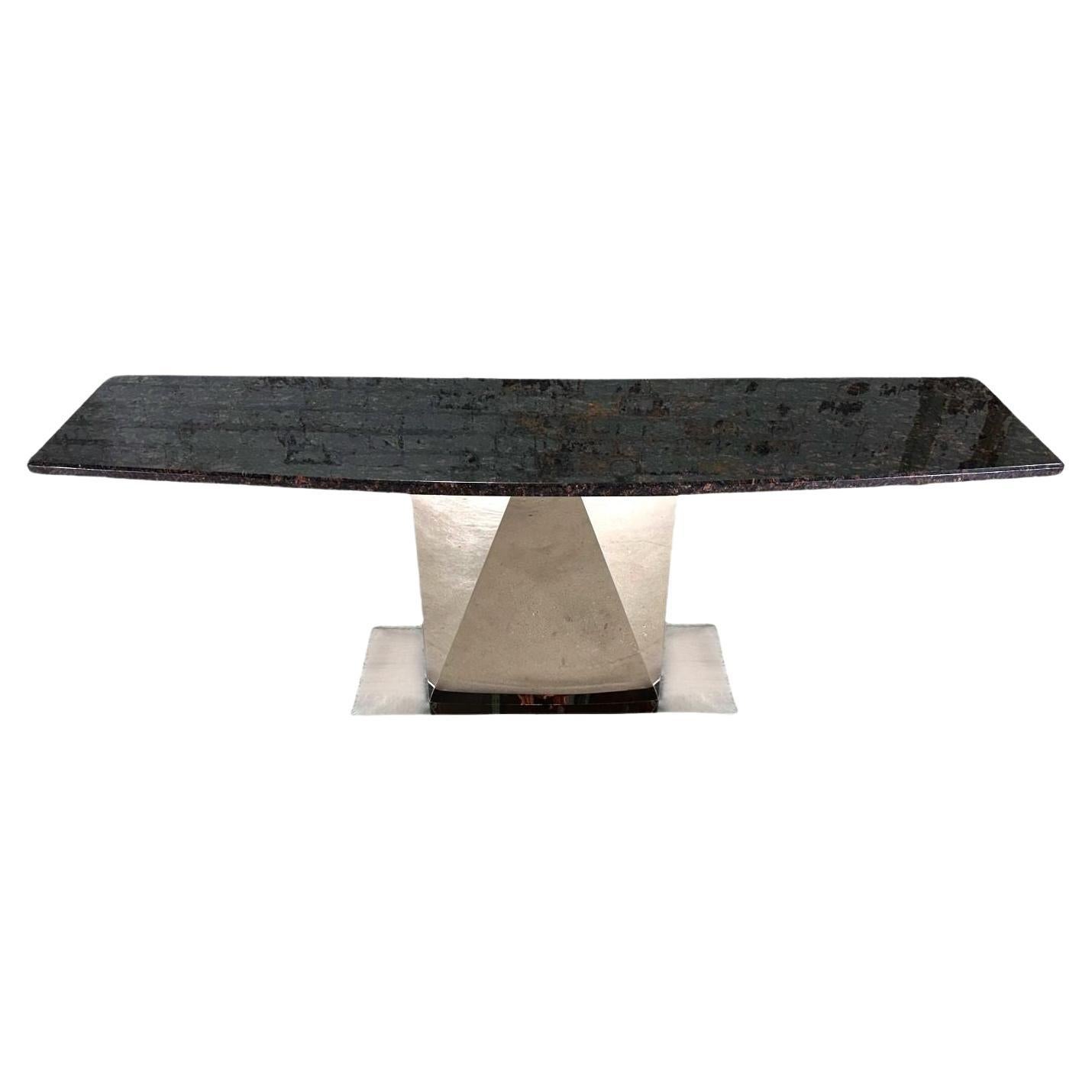 Sally Sirkin Style Multi Faceted Stainless Steel/Granite Console, 1970