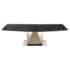 Vintage Sally Sirkin Style Multi Faceted Stainless Steel/Granite Console, 1970
