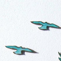"In Around About Way" Sculptural wall installation of bronze murmuring birds