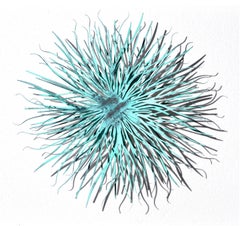 "Layered Spinifex" Abstract aluminum wall sculpture in blue copper oxide finish