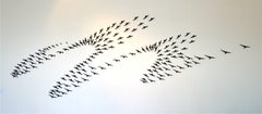 "Only Here for Summer" Sculptural wall installation of murmuring birds