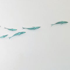 « Shoaling #3 »:: installation murale sculpturale d'une école de poissons