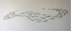 "Shoaling 5" Sculptural wall installation of a school of fish