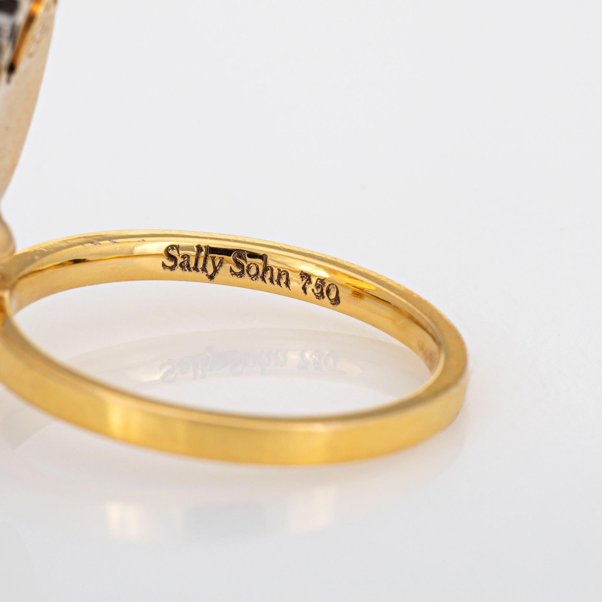 Women's Sally Sohn Happy Face Ring Diamond Ruby Sz 5.25 Estate Fine Signed Jewelry For Sale