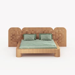 Sally Solid Wood Bed with Marquetry Headboard in Reclaimed Oak by Fred&Juul