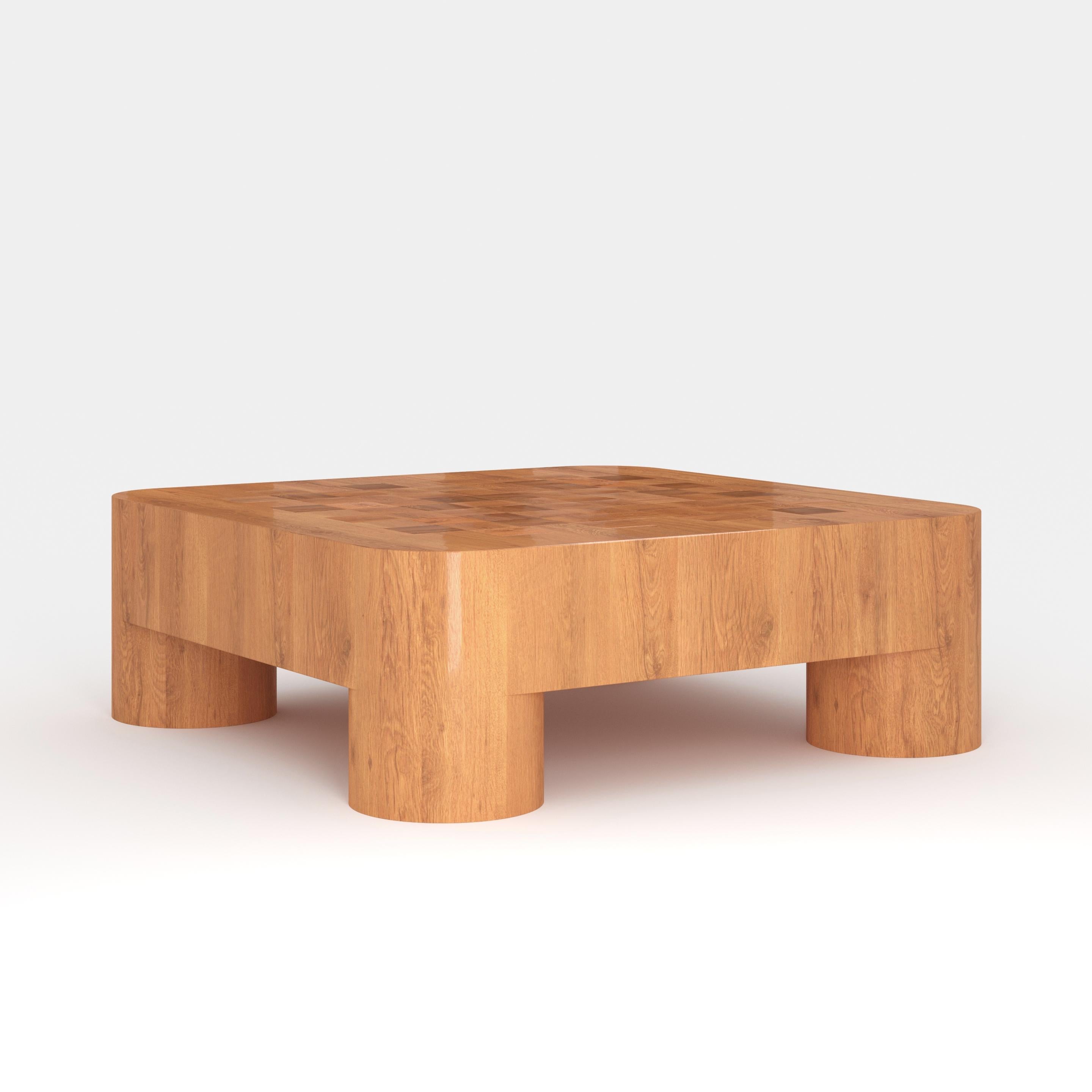 Modern Sally Solid Wood Coffee Table with Marquetry top in Reclaimed Oak by Fred&Juul For Sale