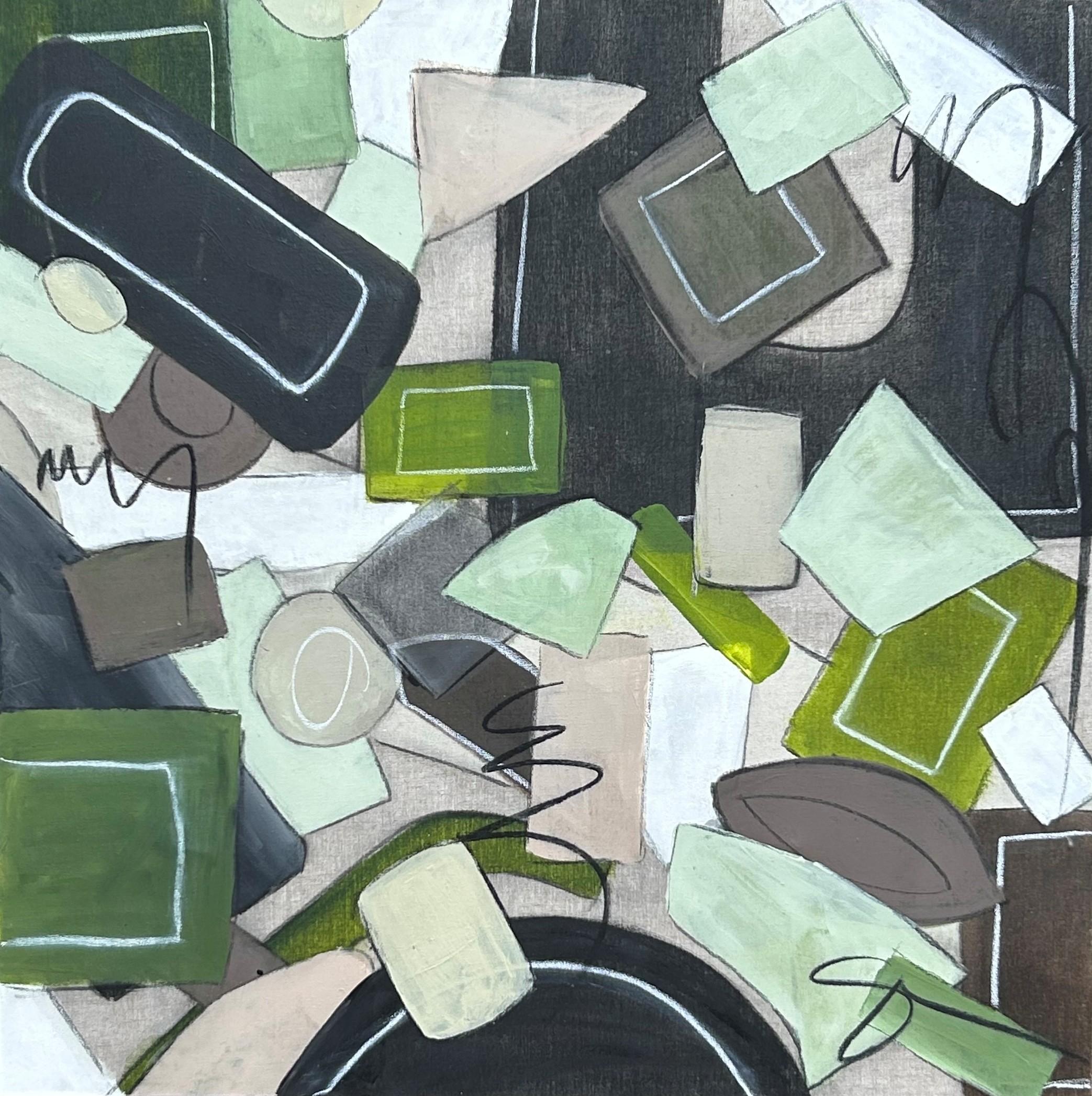 Connections II di Sally Threlkeld, Olio su tela Pittura contemporanea Nero