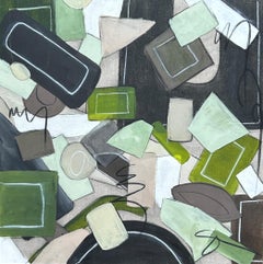 Conexiones II by Sally Threlkeld, Óleo sobre lienzo Pintura contemporánea Negro