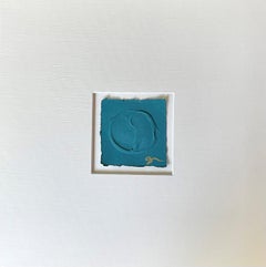 Vardo von Sally Threlkeld, gerahmtes quadratisches Ölgemälde auf Papier, Farbblock