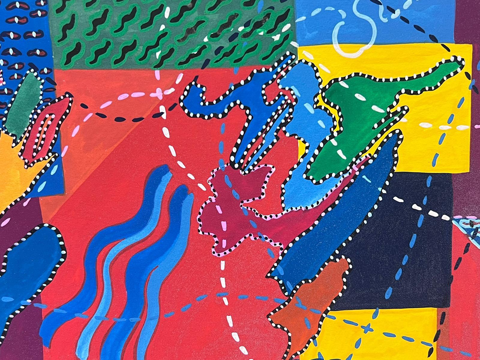 Pittura astratta britannica contemporanea originale Design/One colorato - Abstract Painting Blu di Sally Vaughan
