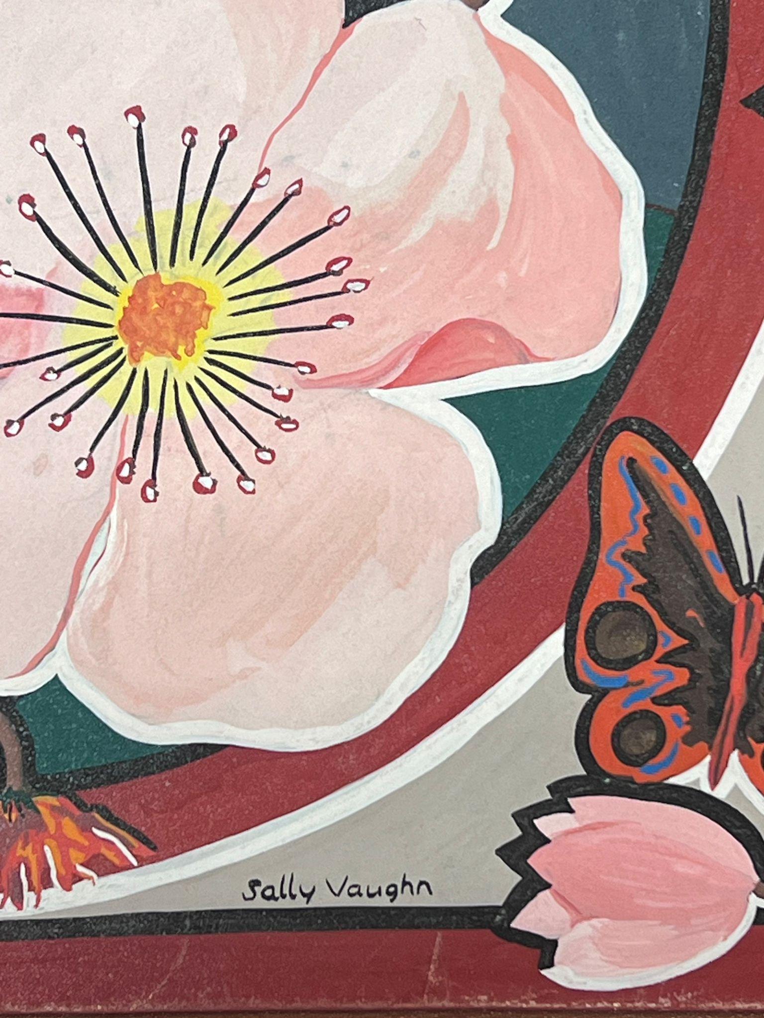 Contemporary British Abstract Original Gemälde Blumen Schmetterling Landschaft (Abstrakt), Painting, von Sally Vaughan