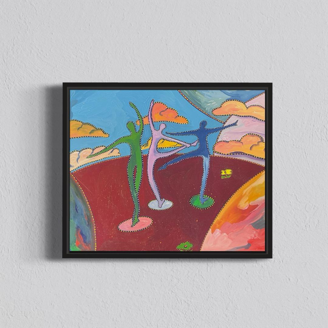 Abstract Composition 
by Sally Vaughan (contemporary)
gouache painting on card, unframed ( frame used in photos are for display purposes only. Not including in purchase.)
measurements: 10.5 x 11.75 inches
condition: very good
provenance: from a