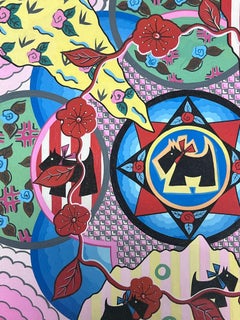 Pittura originale britannica contemporanea Black Westy Dog Carta da parati Design/One