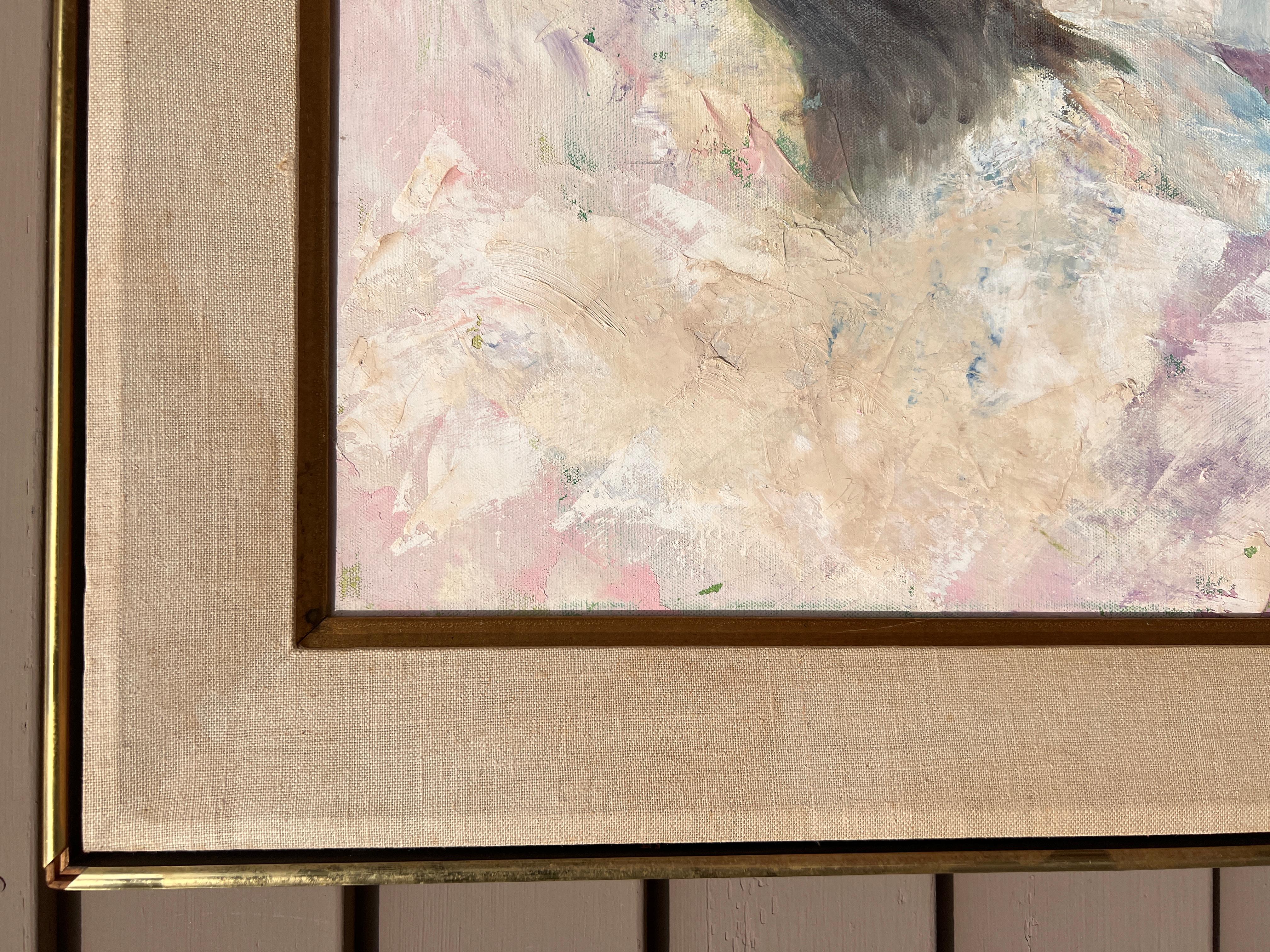 Pintura al óleo de la artista estadounidense Sally Wagner, retrato de una mujer 