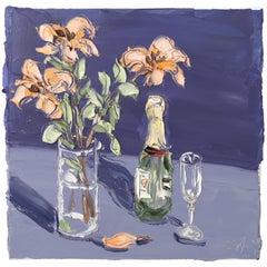 Estudio del 1 de Junio (1.6.21) - Naturaleza Muerta Abstracta al Óleo con Textura en Tonos Azules