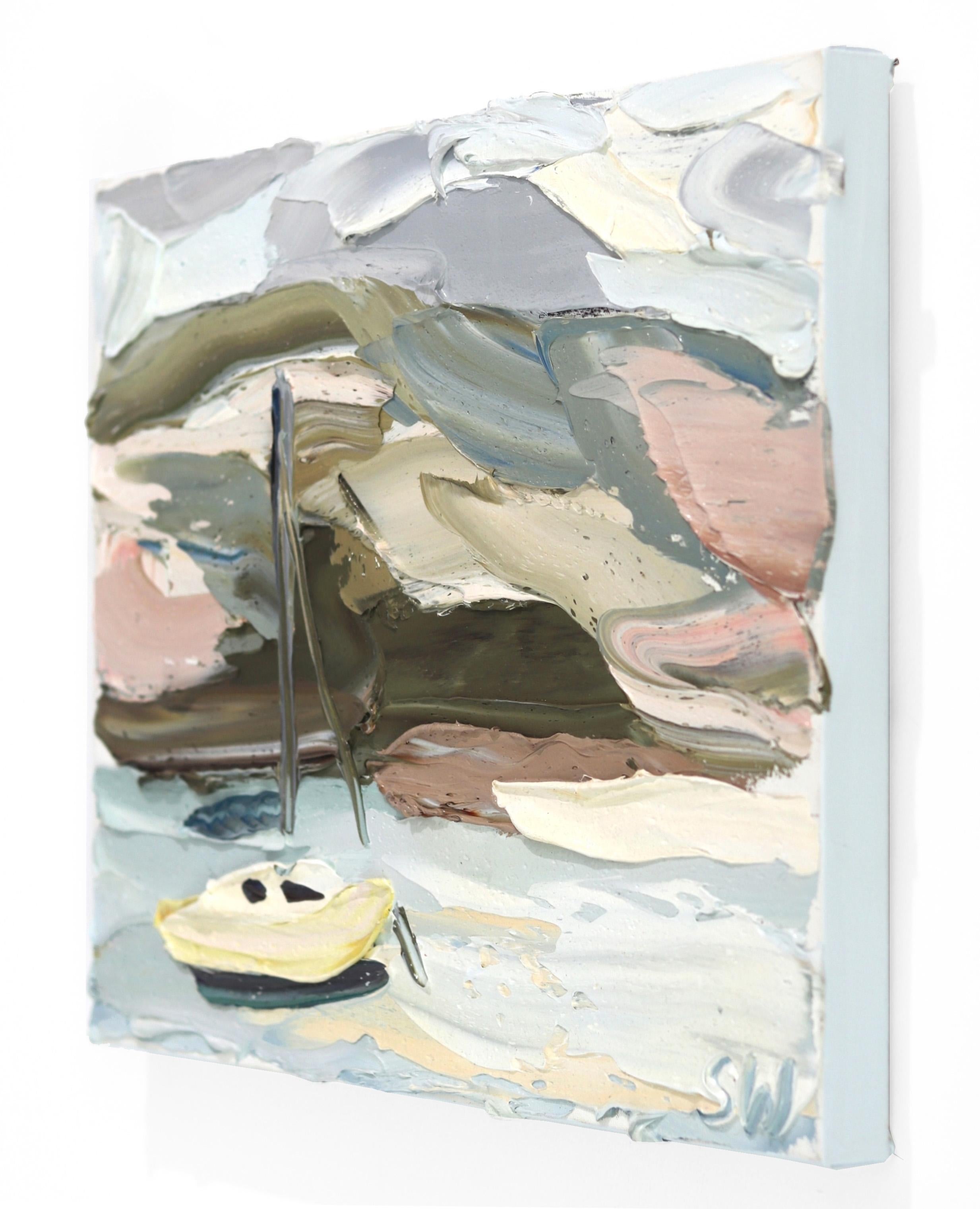 Pittwater, Study 5 (27.11.15) - Peinture à l'huile originale - Gris Abstract Painting par Sally West