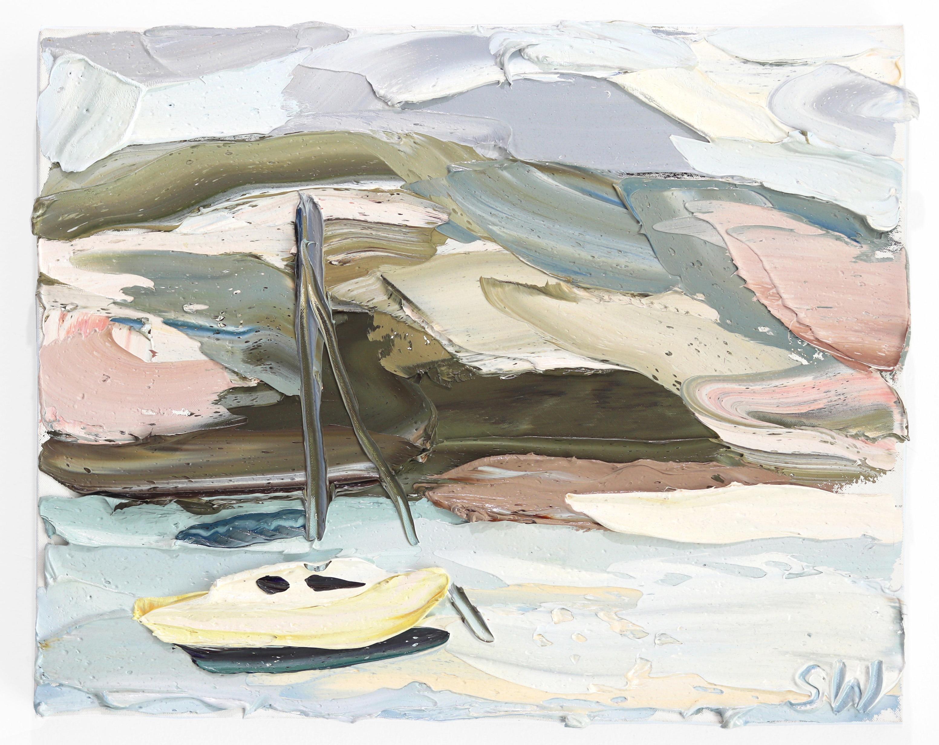 Sally West Abstract Painting - Pittwater, Study 5 (27.11.15) - Original Oil Painting