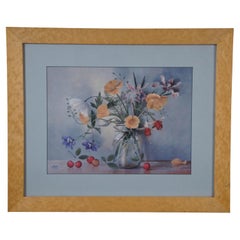 Sally Wetherby Mixed Bouquet II Still Life Print Birdseye Maple Frame 23"