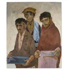 Three Men with Trays, 2018, Oil on Panel, excellent condition, signed