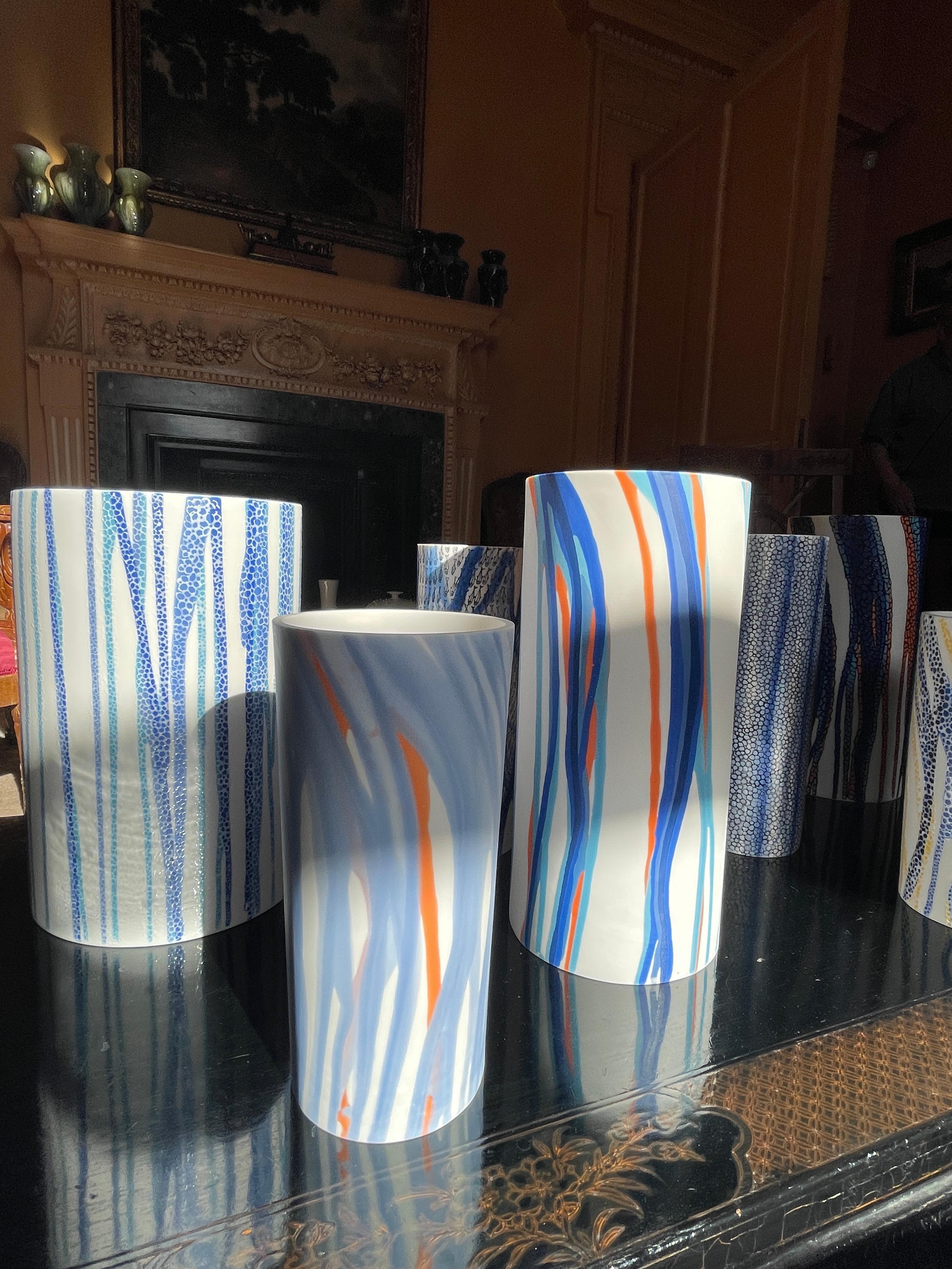 Salmon and Sky Porcelain Vase Unique Parianware Contemporary 21st Century UK For Sale 5