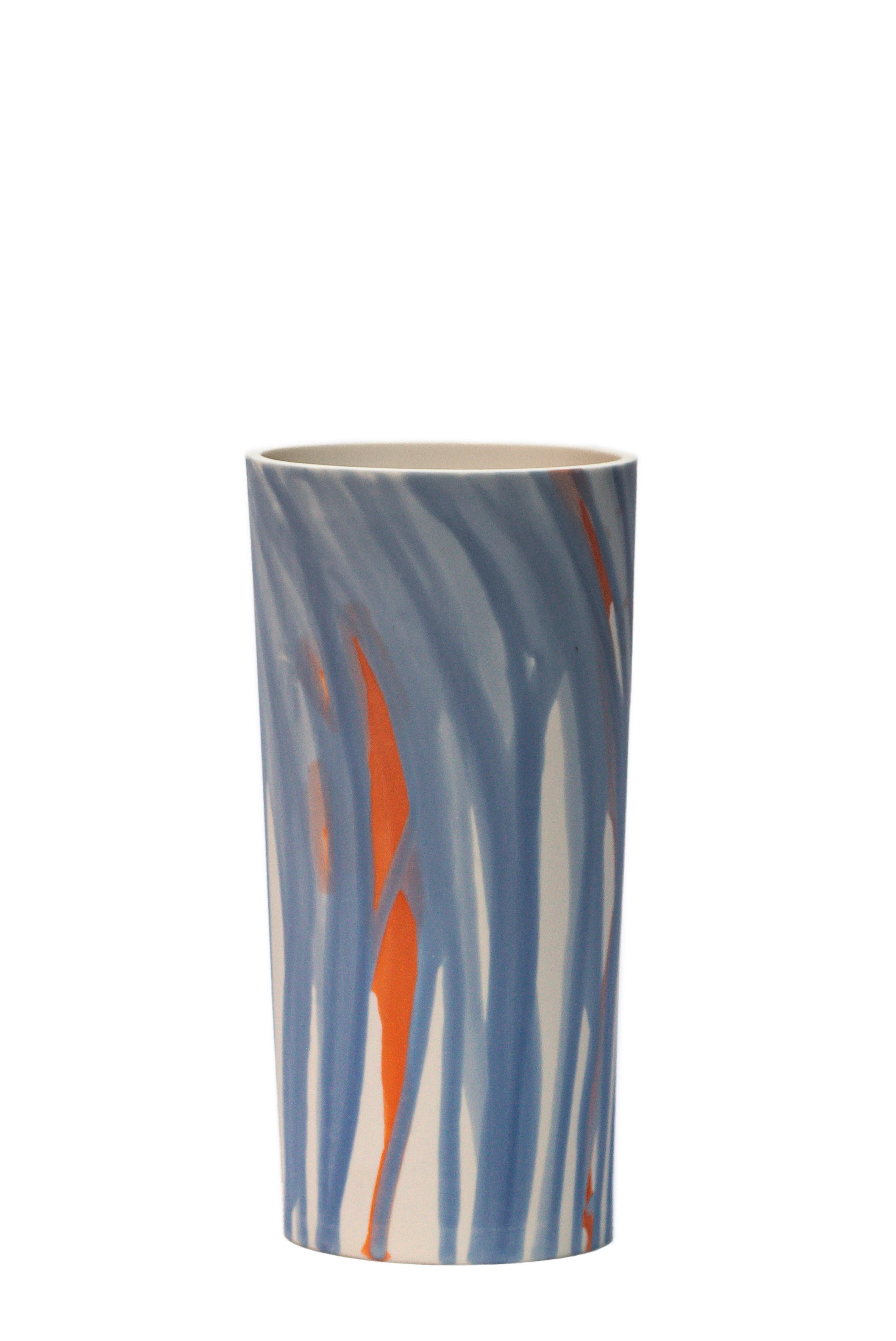 British Salmon and Sky Porcelain Vase Unique Parianware Contemporary 21st Century UK For Sale