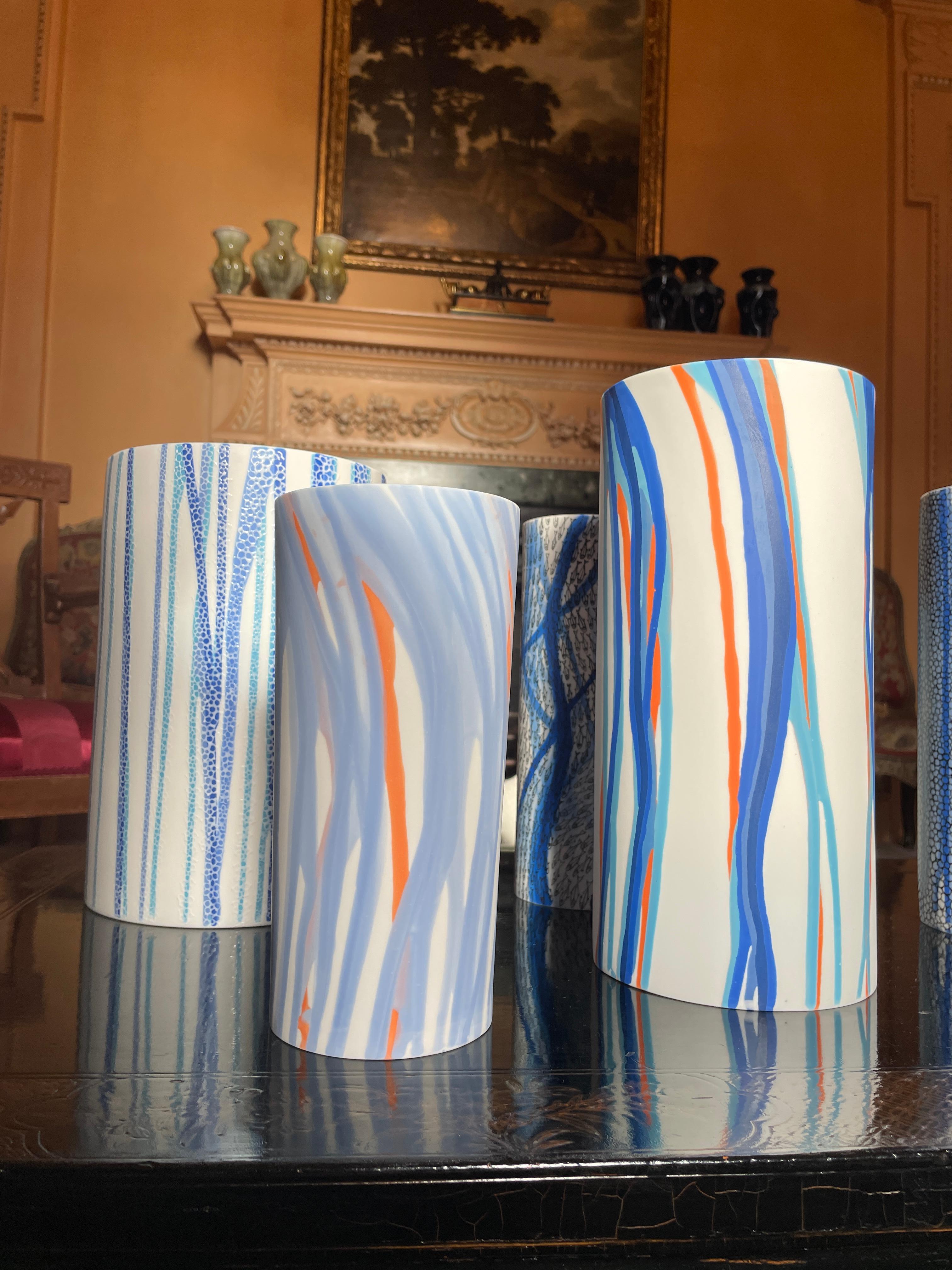 Salmon and Sky Porcelain Vase Unique Parianware Contemporary 21st Century UK 2