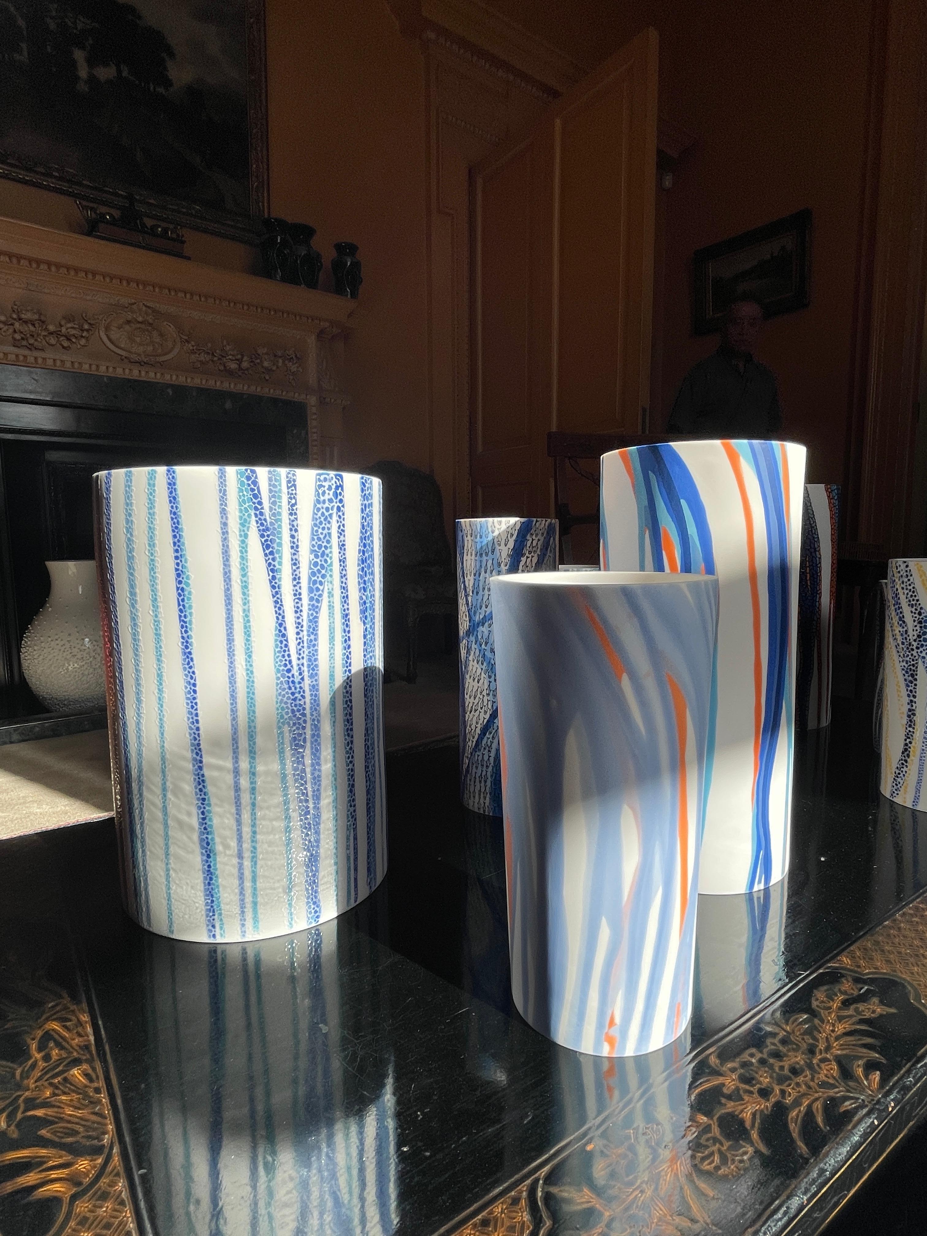 Salmon and Sky Porcelain Vase Unique Parianware Contemporary 21st Century UK For Sale 4