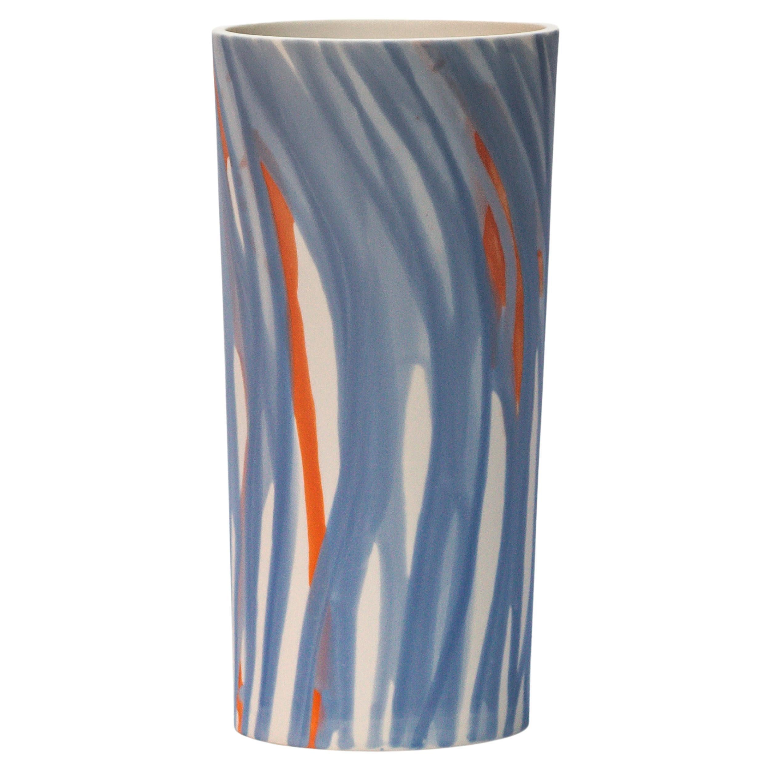 Salmon and Sky Porcelain Vase Unique Parianware Contemporary 21st Century UK