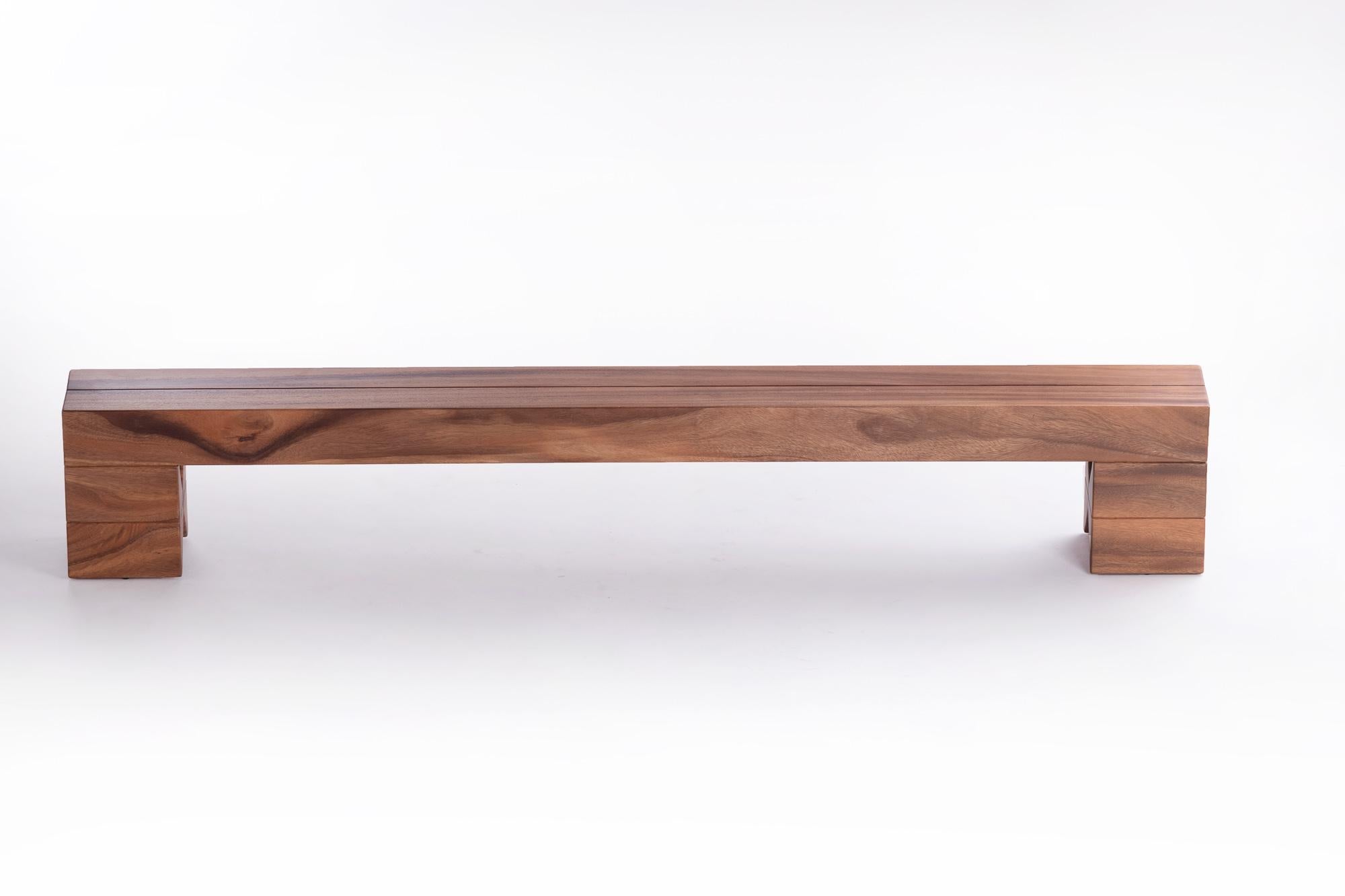 small natural wood bench