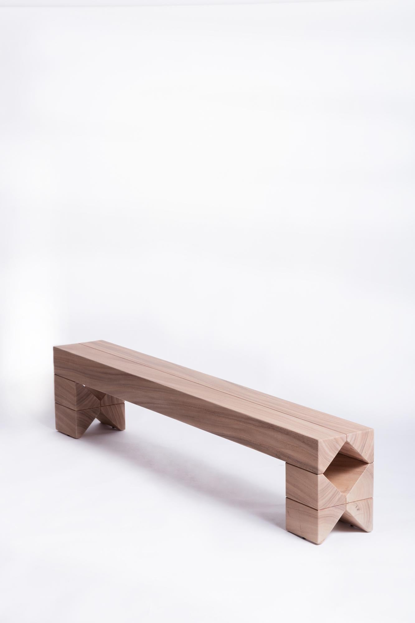 Thai Salmon Bench, Natural Light Monkey Pod Wood For Sale