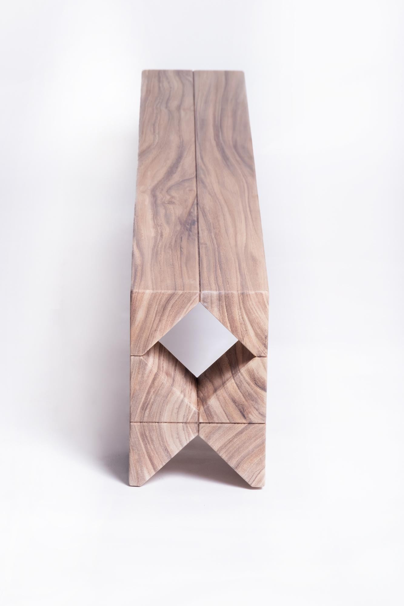 Salmon Bench, Natural Light Monkey Pod Wood For Sale 2