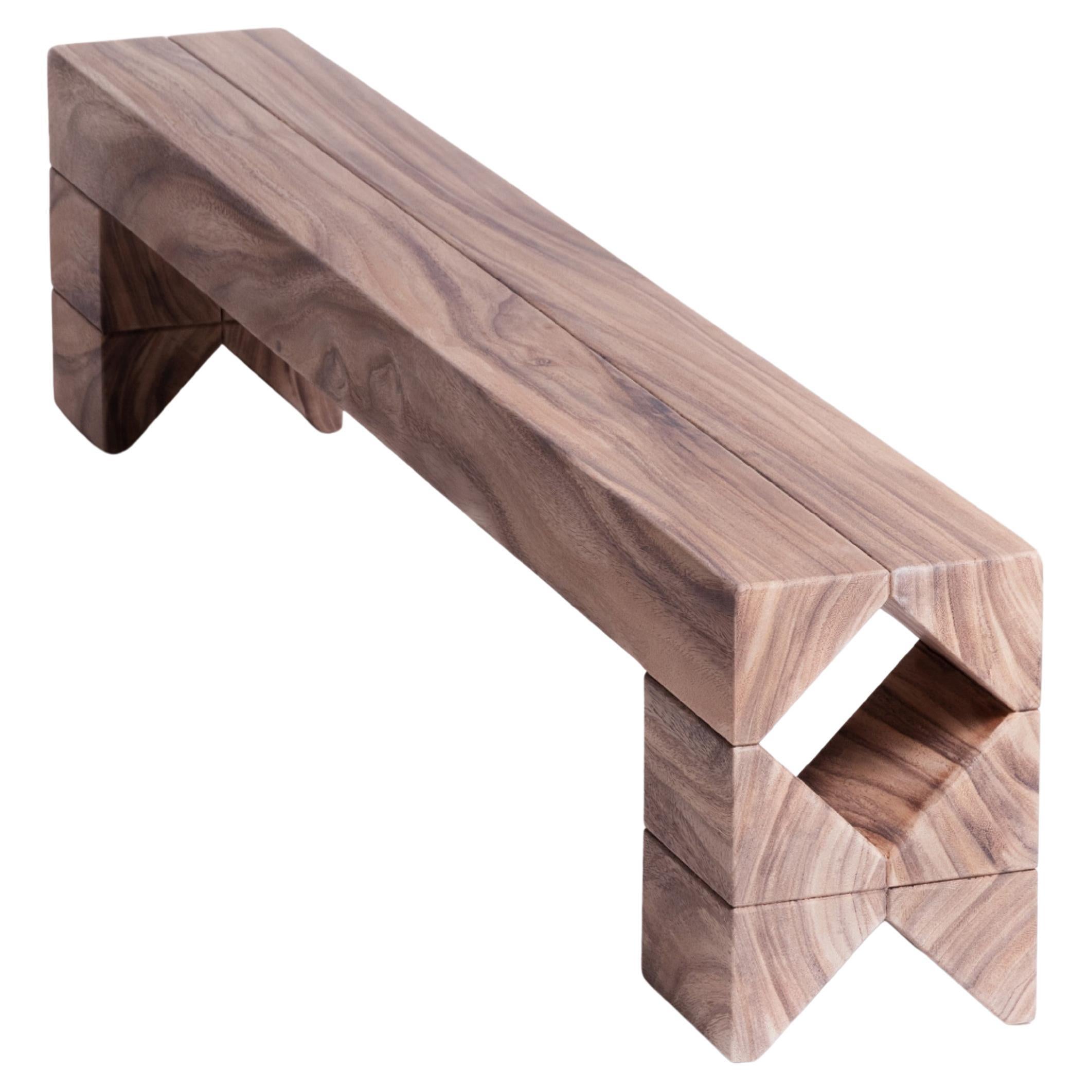 Panchina Salmon, legno di scimmia a luce naturale