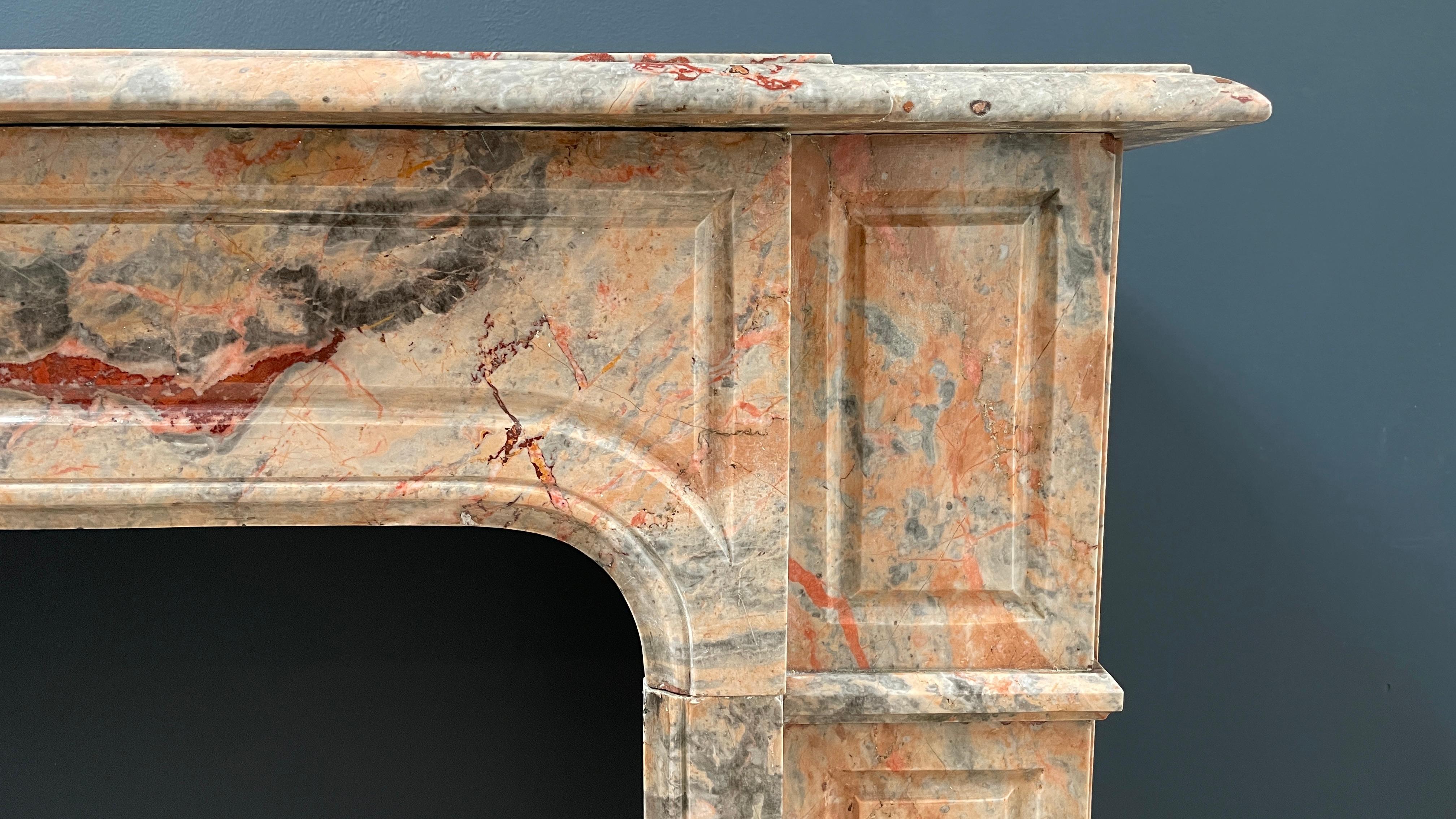 Salmon Colored Marble Antique Front Fireplace Surround 4