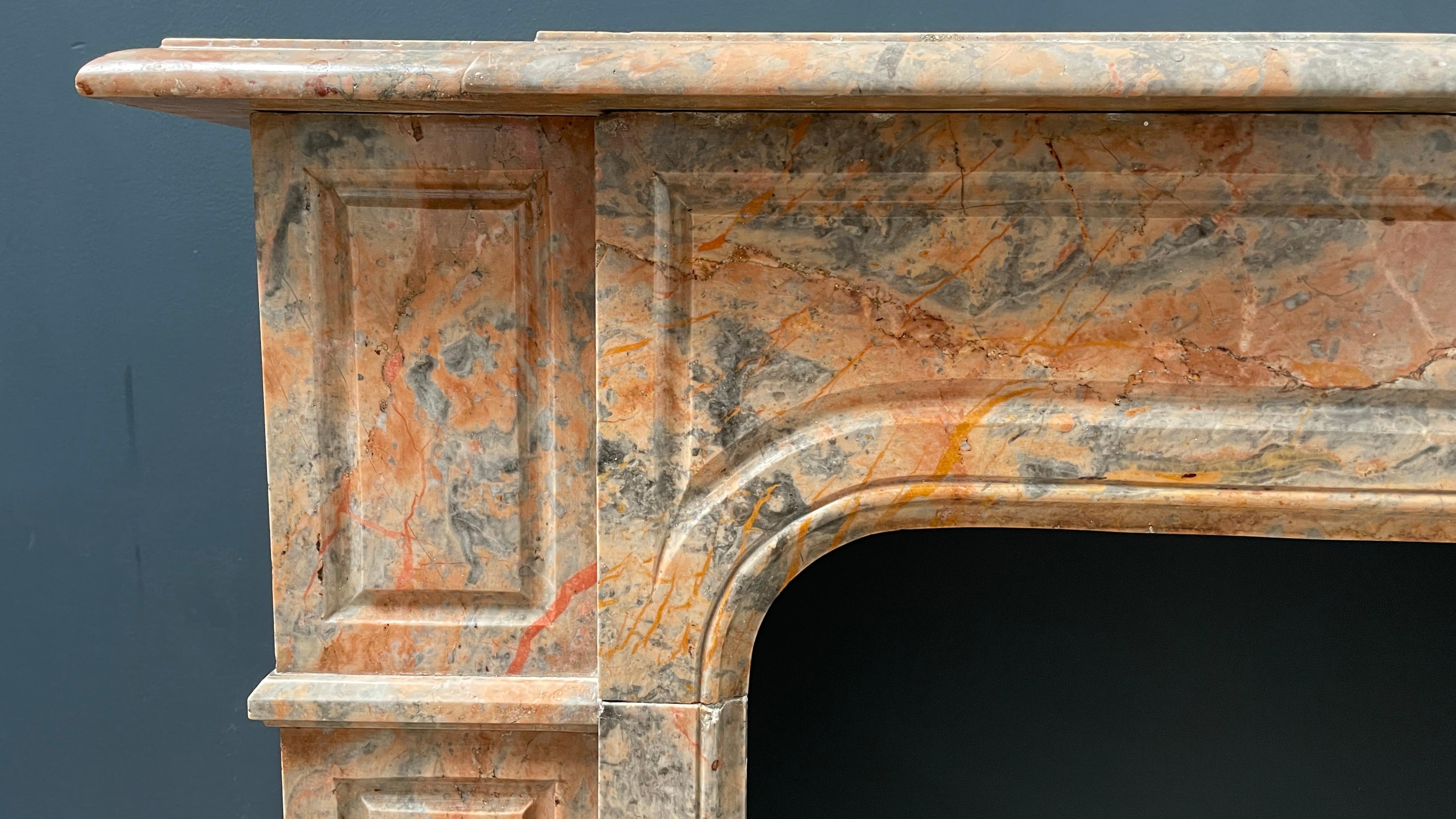Salmon Colored Marble Antique Front Fireplace Surround 5