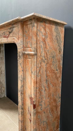 Salmon Colored Marble Antique Front Fireplace Surround