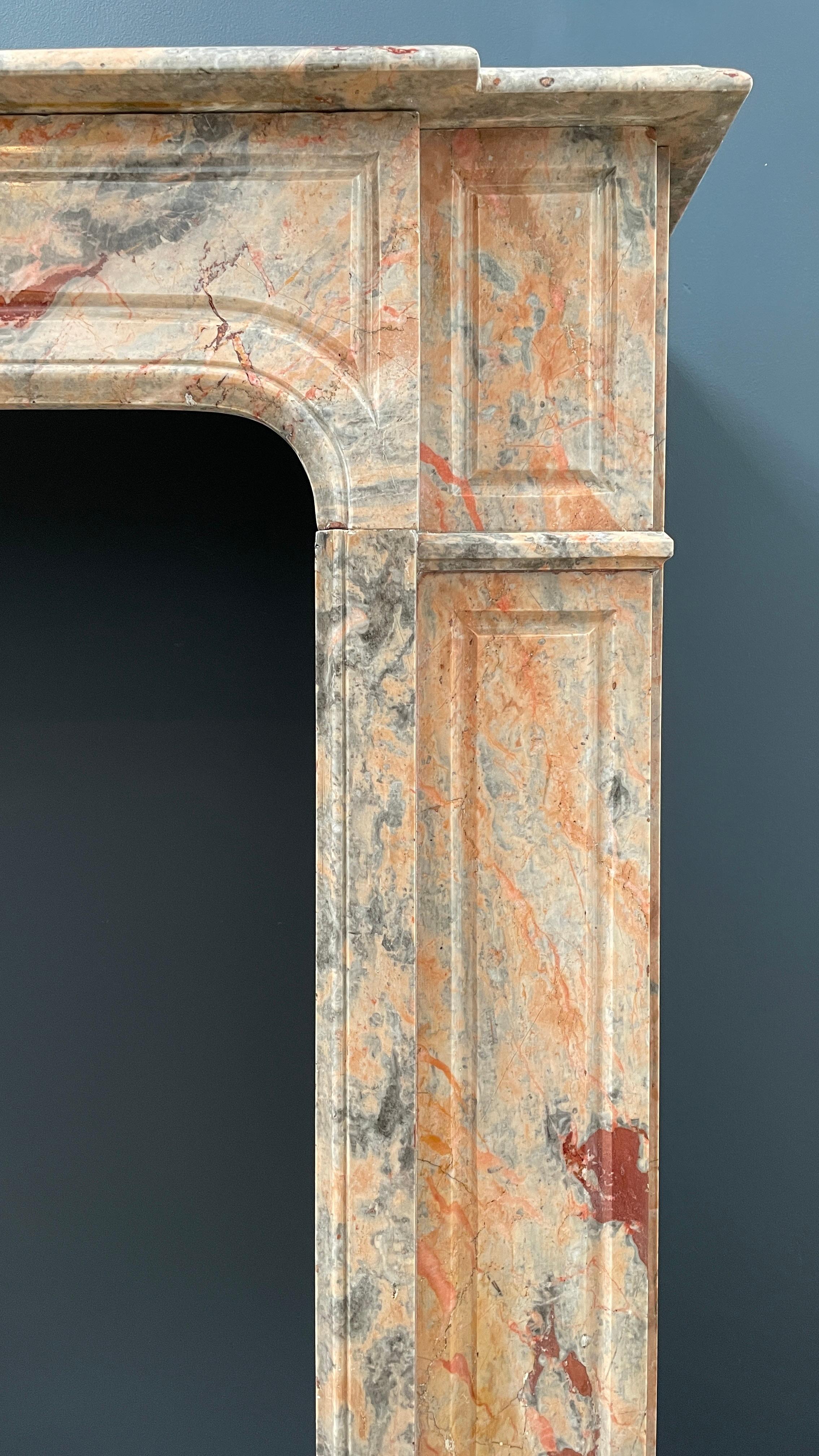19th Century Salmon Colored Marble Antique Front Fireplace Surround