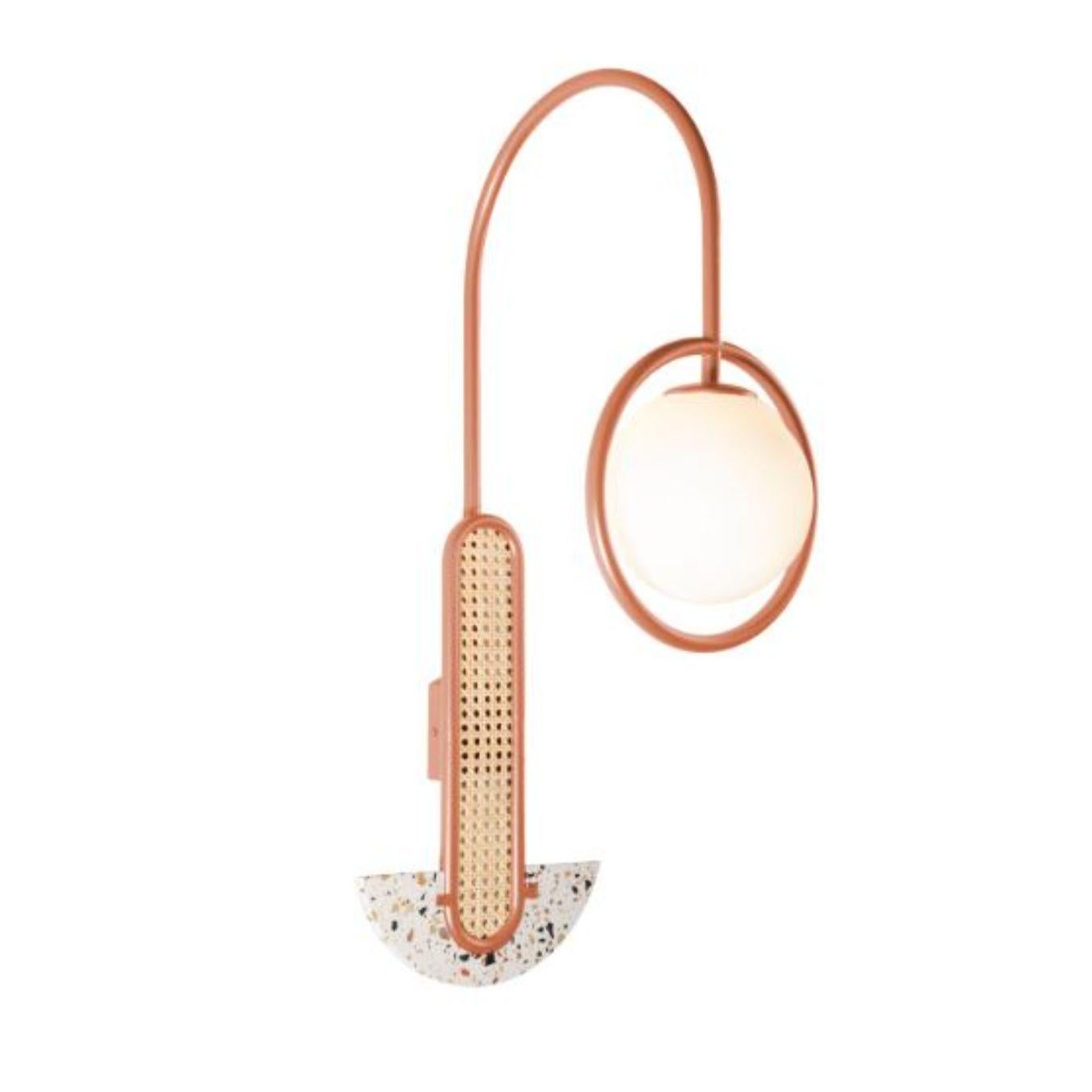 Salmon frame wall lamp by Dooq
Dimensions: W 45 x D 28 x H 85.5 cm
Materials: lacquered metal, rattan, terrazzo.
Also available in different colors. 

Information:
230V/50Hz
1 x max. G9
4W LED

120V/60Hz
1 x max. G9
4W LED

All our