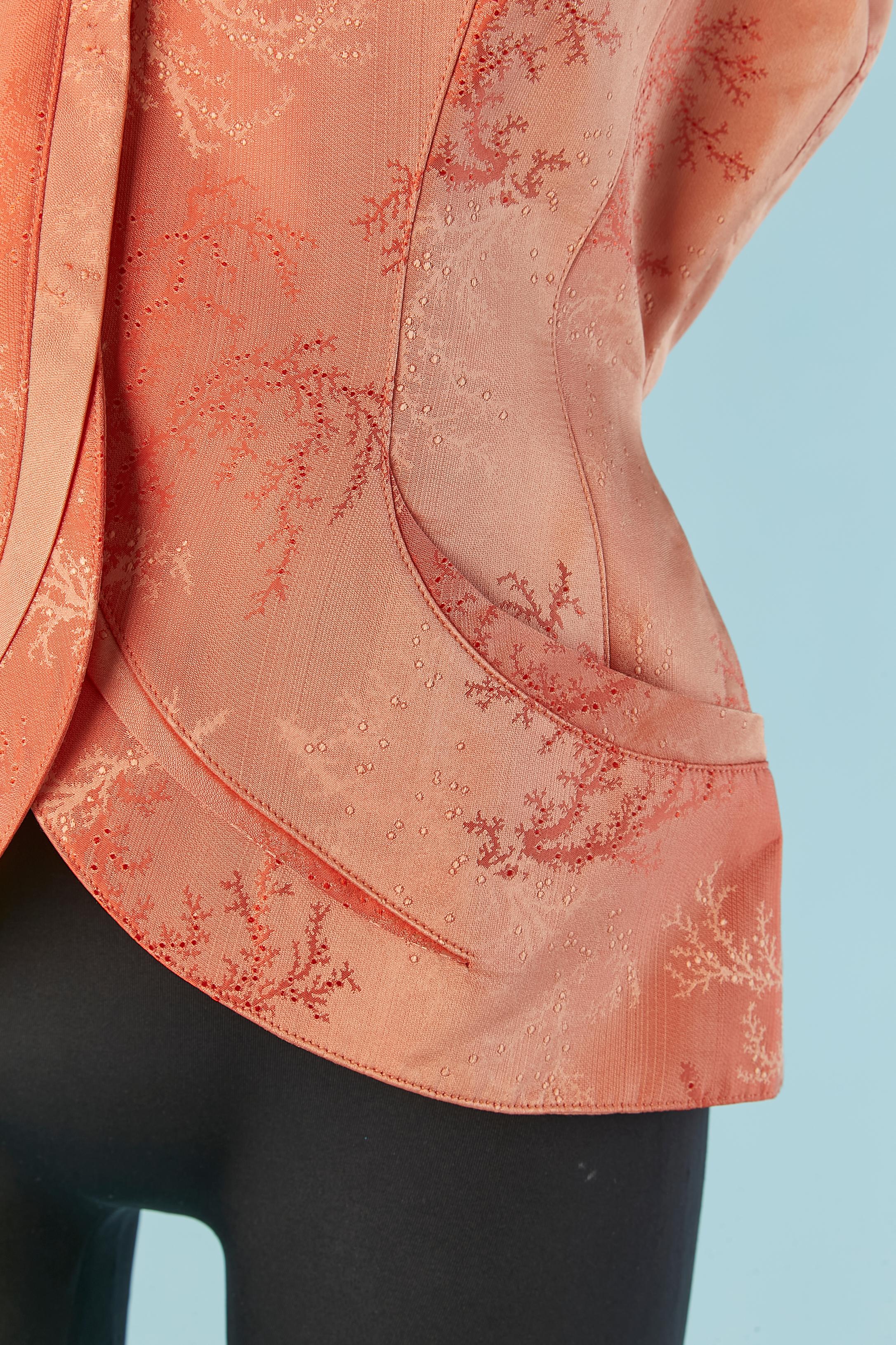 Orange Salmon jacquard acetate and silk single-breasted jacket Thierry Mugler For Sale