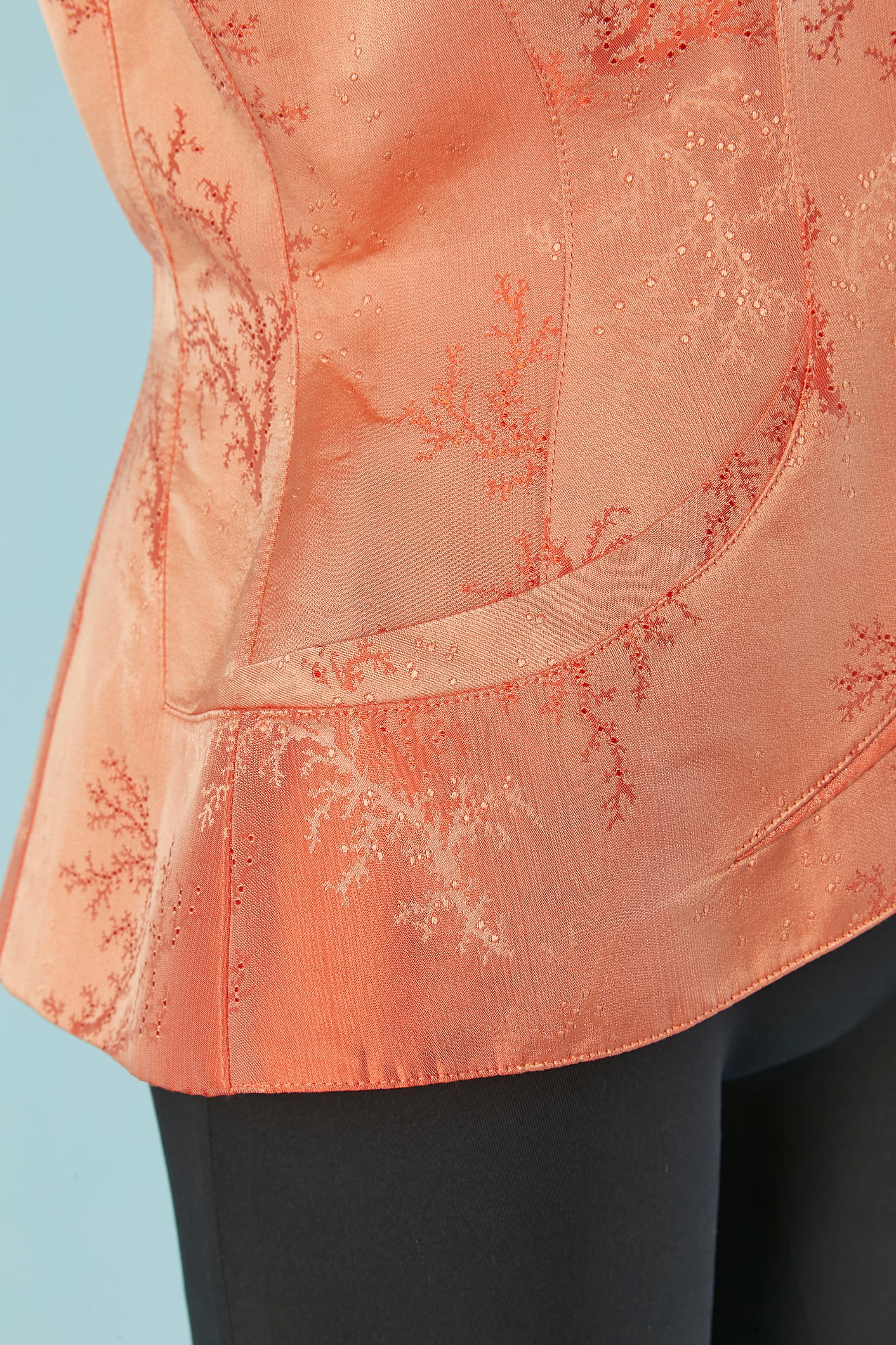 Women's Salmon jacquard acetate and silk single-breasted jacket Thierry Mugler For Sale