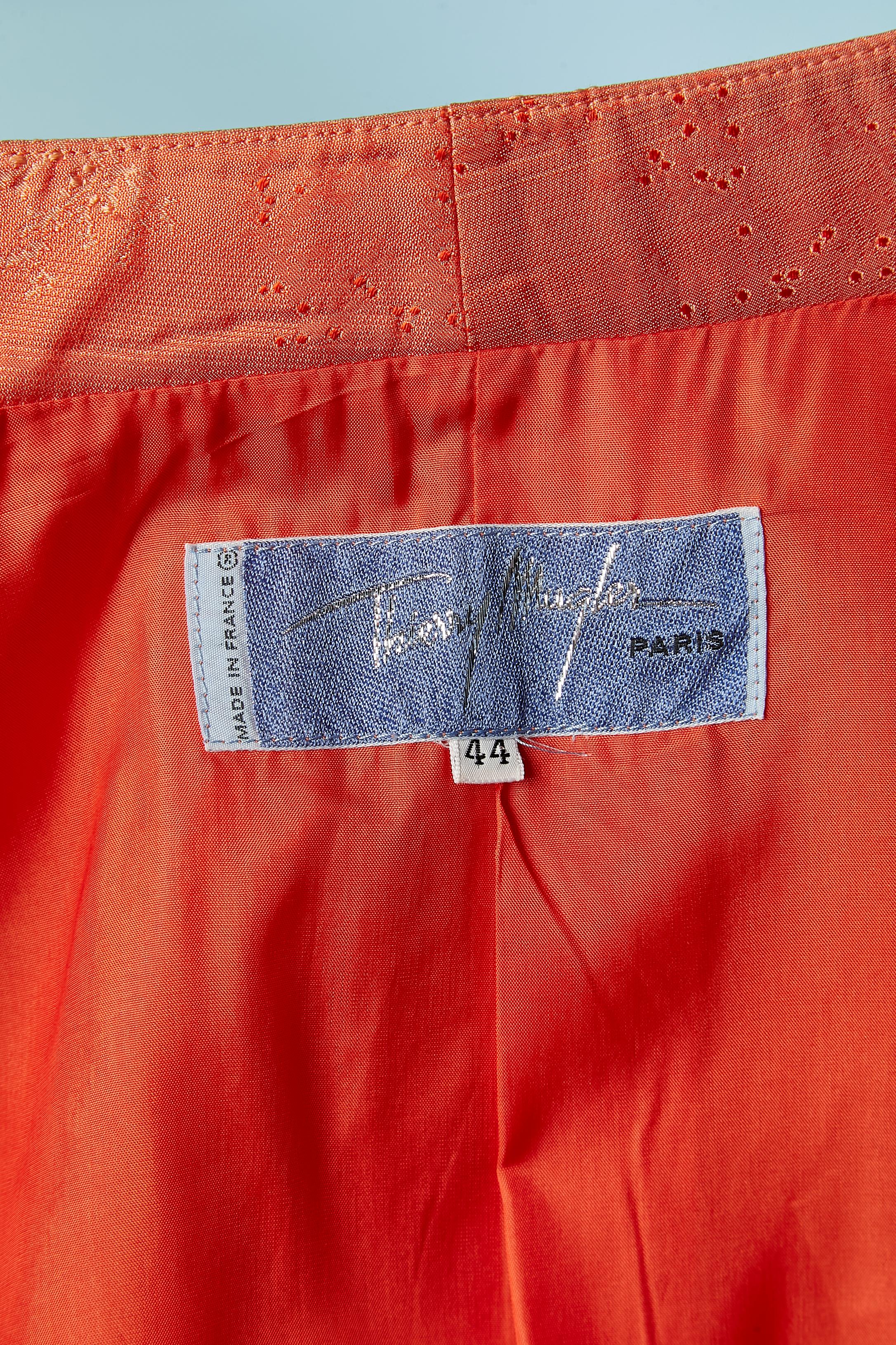 Salmon jacquard acetate and silk single-breasted jacket Thierry Mugler For Sale 3